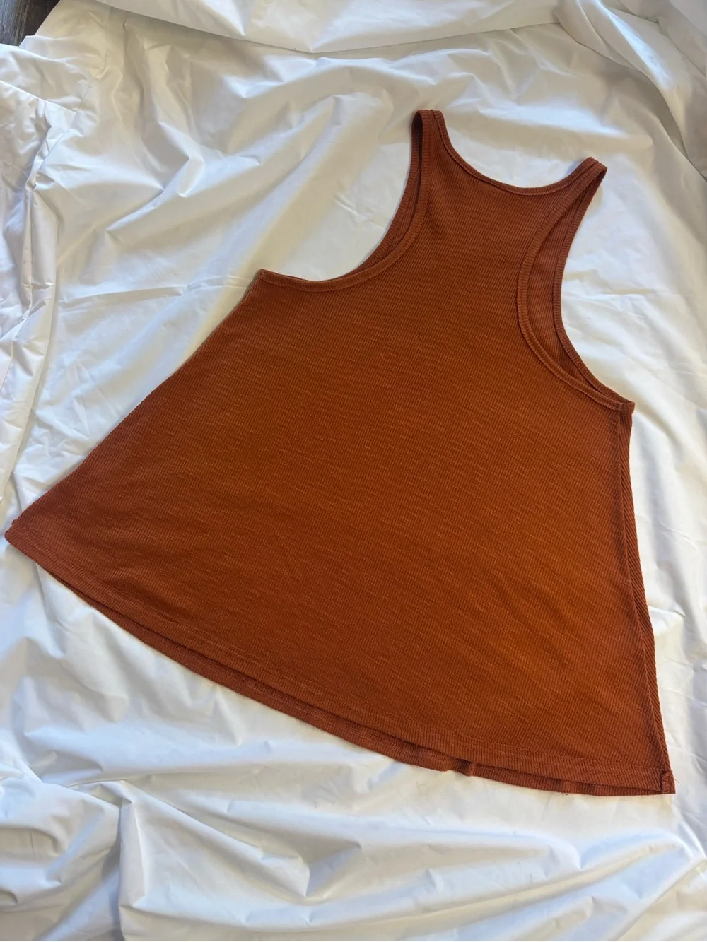 Free People Rust Orange Ribbed Flared Racerback Tank | Small - Picture 3 of 7